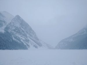 Lake Louise in the snow.