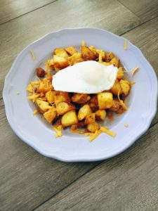 Fried egg on scramble