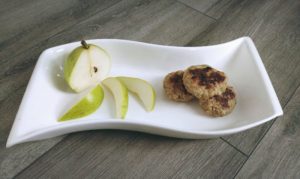 Artisan pear and sage sausage patties white plate