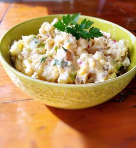 gluten free potato salad in a bowl