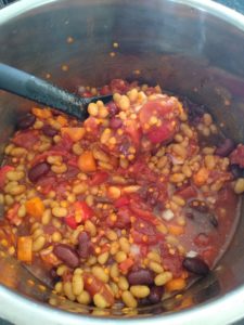Vegetarian red lentil and bean chili